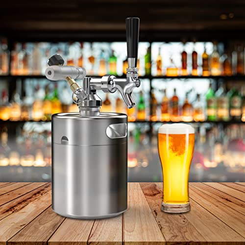 Pressurized Beer Mini Keg System 64oz Stainless Steel Growler Tap Easy Storage Under Pressure-Homebrew Growler Beer Dispenser Keeps Carbonation for Craft Beer, Draft and Homebrew - The Beer Connoisseur® Store