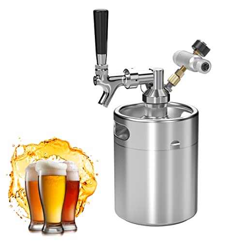 Pressurized Beer Mini Keg System 64oz Stainless Steel Growler Tap Easy Storage Under Pressure-Homebrew Growler Beer Dispenser Keeps Carbonation for Craft Beer, Draft and Homebrew - The Beer Connoisseur® Store