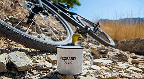 PROBABLY BEER | Enamel Coffee Mug | Funny Home Bar Gift for Beer Lovers, Homebrewers, Men, and Women | Cool Cup for the Office, Kitchen, Campfire, and Travel - The Beer Connoisseur® Store