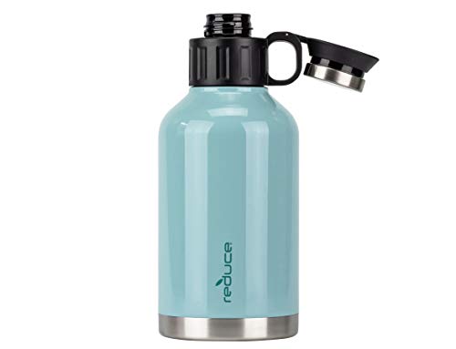 Reduce Insulated Growler, 64 oz - Up to 60 Hours Cold - Vacuum Insulated, Large Capacity for Any Adventure - Dual Opening Leak-Proof Lid, Doubles as a Cup - Eucalyptus, Opaque Gloss - The Beer Connoisseur® Store