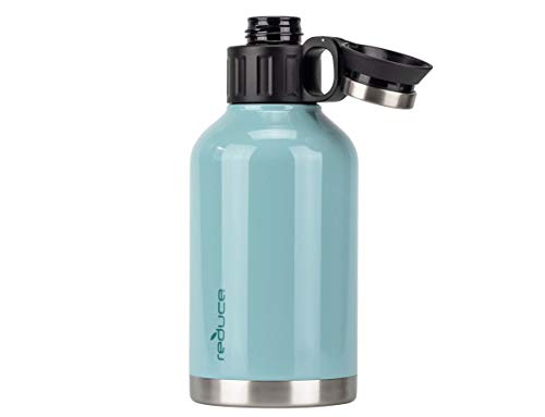 Reduce Insulated Growler, 64 oz - Up to 60 Hours Cold - Vacuum Insulated, Large Capacity for Any Adventure - Dual Opening Leak-Proof Lid, Doubles as a Cup - Eucalyptus, Opaque Gloss - The Beer Connoisseur® Store