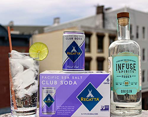 Regatta Craft Mixers, Pacific Sea Salt Club Soda, Zero Calorie, Premium Cocktail Mixer, 7.5oz, Case of 24 Sleek Cans - The Beer Connoisseur® Store