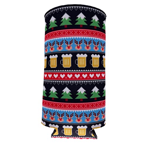 Reindeer and Beer Christmas Slim Can Coolie (1) - The Beer Connoisseur® Store