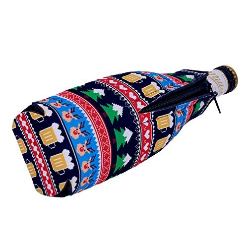 Reindeer and Beers Christmas Pattern Beer Bottle Coolie (1) - The Beer Connoisseur® Store
