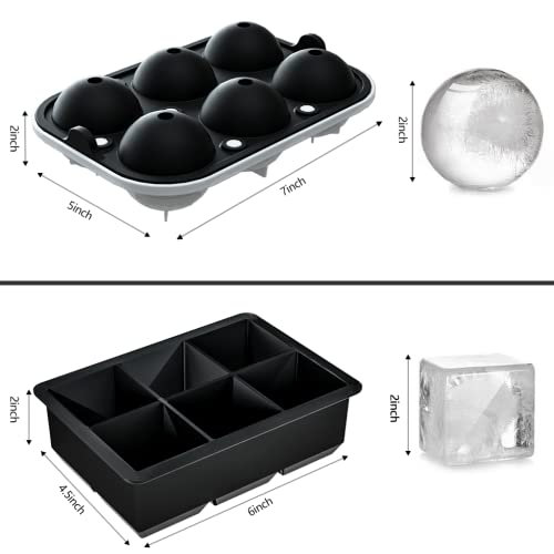 ROTTAY Ice Cube Trays (Set of 2), Sphere Ice Ball Maker with Lid & Large Square Ice Cube Maker for Whiskey, Cocktails and Homemade, Keep Drinks Chilled - The Beer Connoisseur® Store