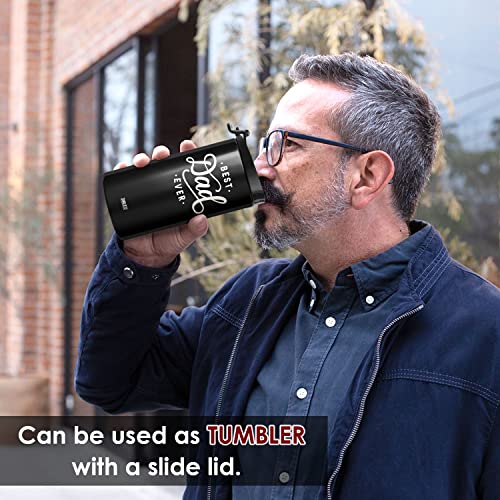SANDJEST 4-in-1 Best Dad Ever Tumbler Gifts for Dad from Daughter Son - 12oz Dad Can Cooler Tumblers Travel Mug Cup - Stainless Steel Insulated Cans Coozie Christmas, Birthday, Father's Day Papa Gift - The Beer Connoisseur® Store