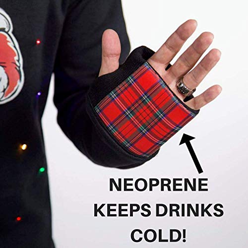 Santa Claus Ugly Christmas Sweater with Lights for Men, Bottle Opener & Cooler Funny Santa Tacky Sweater Light Up, Black Xmas Pullover Small - 3XL - The Beer Connoisseur® Store