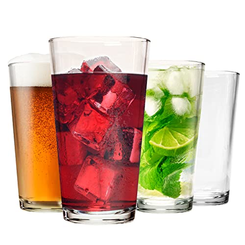 Set of 12 - Drinking Glasses 16 oz Highball Glasses Water Glasses Cup Sets Pint Glasses Beer Glasses Tumblers Glass Cups Bar Glasses Design for Home and Kitchen - The Beer Connoisseur® Store