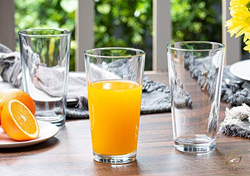 Set of 18 Sleek and Durable Drinking Glasses - Glassware Set Includes 6-17oz Highball Glasses, 6-13oz Rocks Glasses, 6-7oz Juice Glasses | Heavy Base Glass Cups for Water, Juice, Beer, & Cocktails. - The Beer Connoisseur® Store