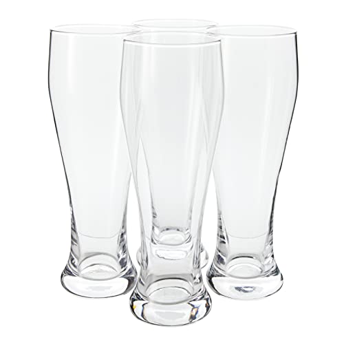 Set of 4 Tall 23 Oz Pilsner Beer Glasses, Clear Drinking Glassware - The Beer Connoisseur® Store