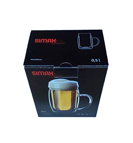 Simax Exclusive Double-Walled Glass Beer Glass with Handle 50 cl - The Beer Connoisseur® Store