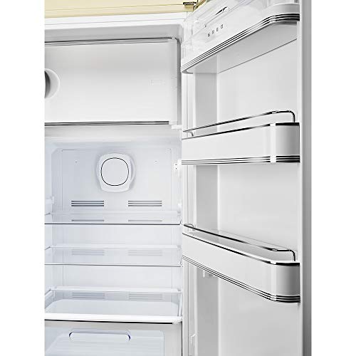 Smeg FAB28 50's Retro Style Aesthetic Top Freezer Refrigerator with 9.92 Cu Total Capacity, Multiflow Cooling System, Adjustable Glass Shelves 24-Inches, Cream Right Hand Hinge - The Beer Connoisseur® Store