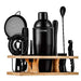 Soing 11-Piece Black Bartender Kit,Perfect Home Cocktail Shaker Set for Drink Mixing,Stainless Steel Bar Tools with Stand,Velvet Carry Bag & Cocktail Recipes Cards (Black) - The Beer Connoisseur® Store