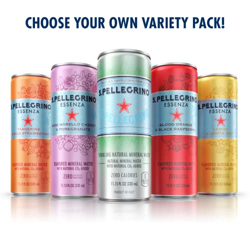 S.Pellegrino Essenza Variety Pack - Blood Orange, Wild Strawberry, Original (unflavored) ,11.15 Fl. Oz (Pack of 24) - The Beer Connoisseur® Store
