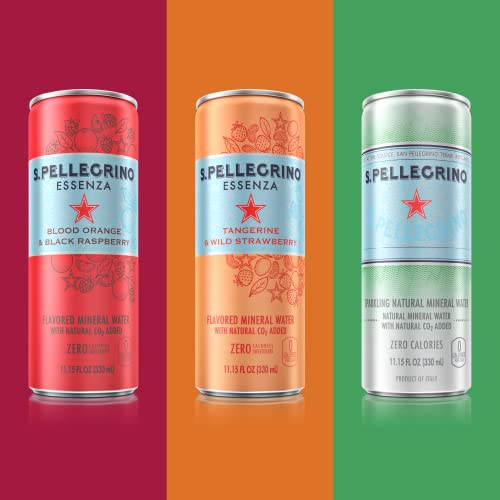 S.Pellegrino Essenza Variety Pack - Blood Orange, Wild Strawberry, Original (unflavored) ,11.15 Fl. Oz (Pack of 24) - The Beer Connoisseur® Store