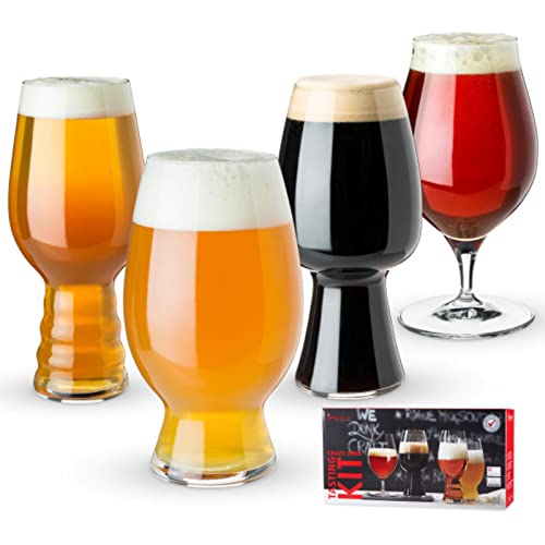 Spiegelau Craft Beer Tasting Kit Glasses, European-Made Lead-Free Crystal, Modern Beer Glasses, Dishwasher Safe, Professional Quality Tasting Glass Gift Set (Craft - Set of 4) - The Beer Connoisseur® Store
