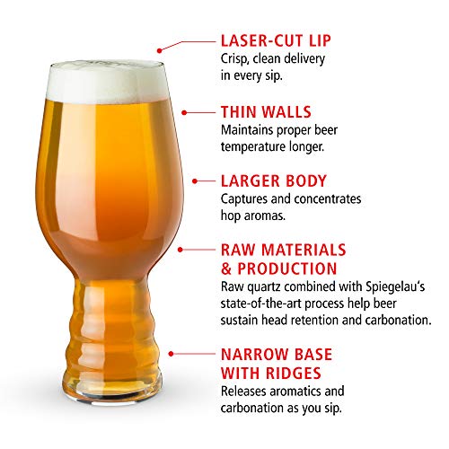 Spiegelau Craft Beer Tasting Kit Glasses, European-Made Lead-Free Crystal, Modern Beer Glasses, Dishwasher Safe, Professional Quality Tasting Glass Gift Set (Craft - Set of 4) - The Beer Connoisseur® Store