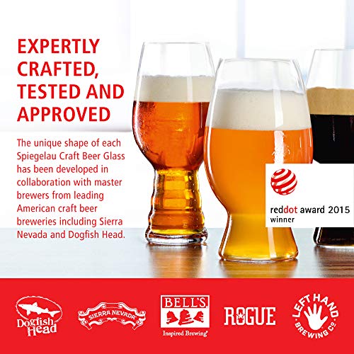 Spiegelau Craft Beer Tasting Kit Glasses, European-Made Lead-Free Crystal, Modern Beer Glasses, Dishwasher Safe, Professional Quality Tasting Glass Gift Set (Craft - Set of 4) - The Beer Connoisseur® Store