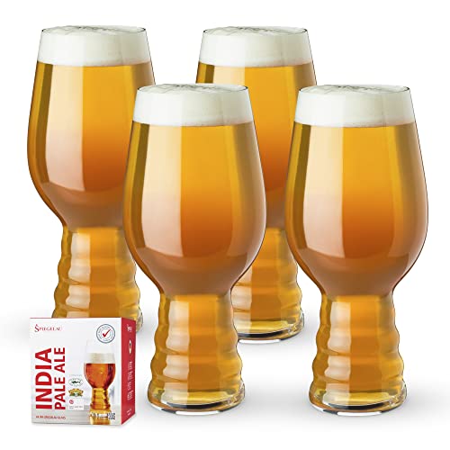 Spiegelau Craft IPA, Set of 4 European-Made Lead-Free Crystal, Modern, Dishwasher Safe, Professional Quality Beer Pint Glass Gift Set, 4 Count (Pack of 1) - The Beer Connoisseur® Store