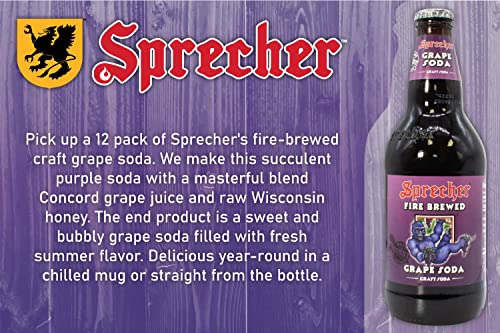 Sprecher Grape Soda, Great Tasting, Hand Crafted, Fire-Brewed Gourmet Craft Soda, 16oz Glass Bottle (3-4 packs,12 bottles) - The Beer Connoisseur® Store