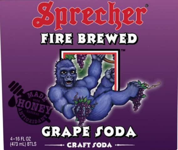 Sprecher Grape Soda, Great Tasting, Hand Crafted, Fire-Brewed Gourmet Craft Soda, 16oz Glass Bottle (3-4 packs,12 bottles) - The Beer Connoisseur® Store