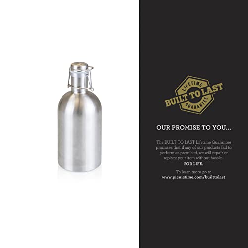 Stainless Steel 64-Ounce Beer Growler by LEGACY - a Picnic Time Brand, Silver Finish - The Beer Connoisseur® Store