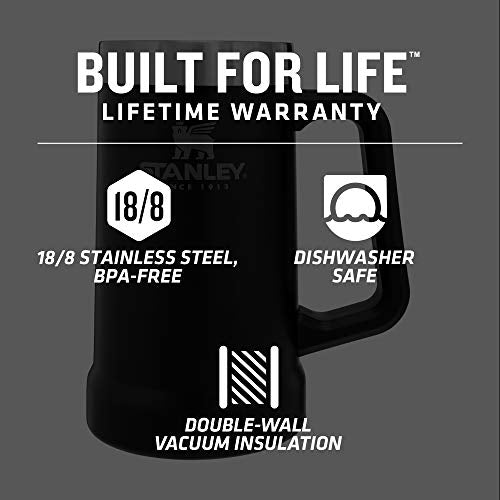 Stanley 10-02874-030 The Big Grip Beer Stein Matte Black 24OZ / .7L - The Beer Connoisseur® Store