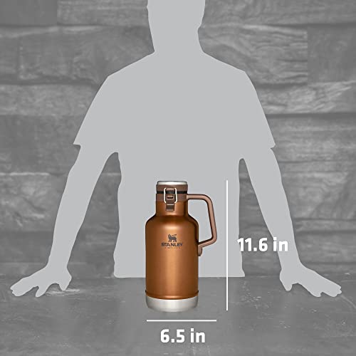 Stanley Classic Easy-Pour Growler 64oz, Insulated Growler Keeps Beer Cold & Carbonated Made with Stainless Steel Interior, Durable Exterior Coating & Leak-Proof Lid, Easy to Carry Handle - The Beer Connoisseur® Store