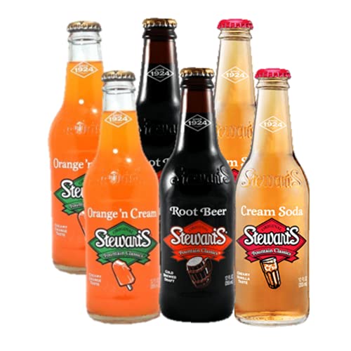 Stewarts Variety Pack 12 Oz Glass Bottle (Root Beer, Cream Soda, Orange N' Cream, 2 Of Each Total of 72 Oz) - The Beer Connoisseur® Store