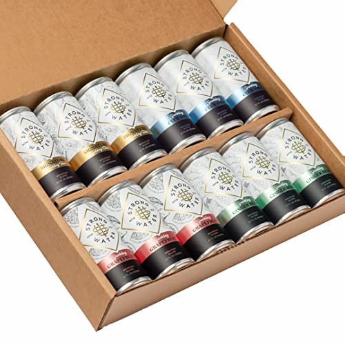Strongwater Sparkling Mixer Variety Pack (Pack of 12) - Includes Signature Tonic, Sparkling Ginger Beer, Sparkling Grapefruit & Club Soda - Premium Craft Cocktail Mixers Sampler - 6.7 Fl Oz - The Beer Connoisseur® Store