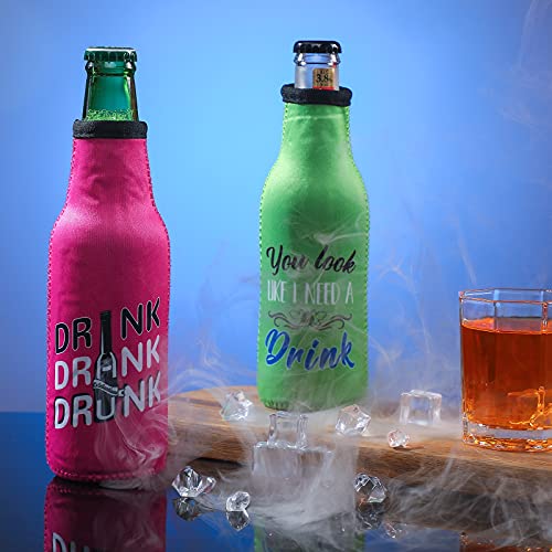 Summer Beer Bottle Insulator Sleeve with Zipper Neoprene Insulated Bottle Jackets Keep Warm and Cold Beer Bottle Sleeves with Stitched Fabric Edges for Party (8 Piece, Artsy Style) - The Beer Connoisseur® Store