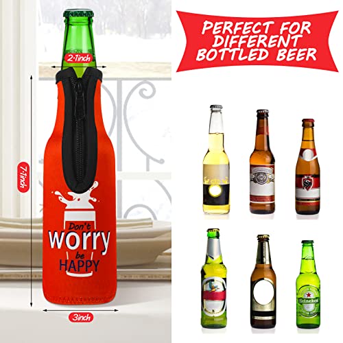 Summer Beer Bottle Insulator Sleeve with Zipper Neoprene Insulated Bottle Jackets Keep Warm and Cold Beer Bottle Sleeves with Stitched Fabric Edges for Party (8 Piece, Artsy Style) - The Beer Connoisseur® Store