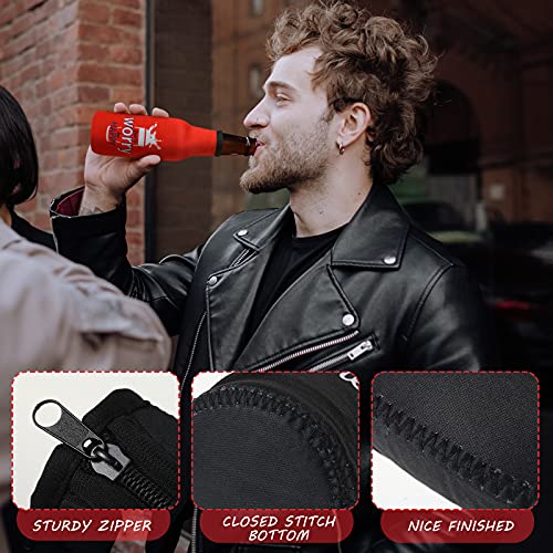 Summer Beer Bottle Insulator Sleeve with Zipper Neoprene Insulated Bottle Jackets Keep Warm and Cold Beer Bottle Sleeves with Stitched Fabric Edges for Party (8 Piece, Artsy Style) - The Beer Connoisseur® Store
