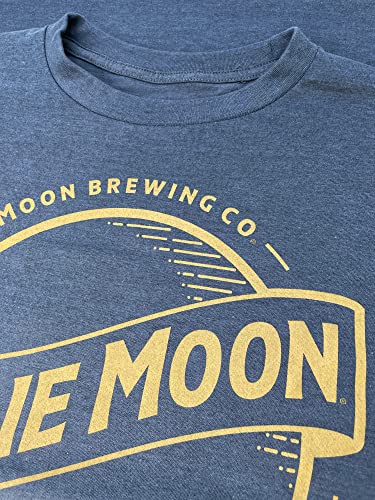 Tee Luv Blue Moon Beer T-Shirt - Blue Moon Brewing Company Gold Logo Shirt (Indigo-Black Heather) (S) - The Beer Connoisseur® Store