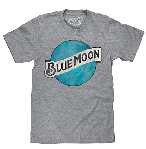 Tee Luv Men's Distressed Blue Moon Beer Logo Shirt (Graphite Grey Heather) (M) - The Beer Connoisseur® Store