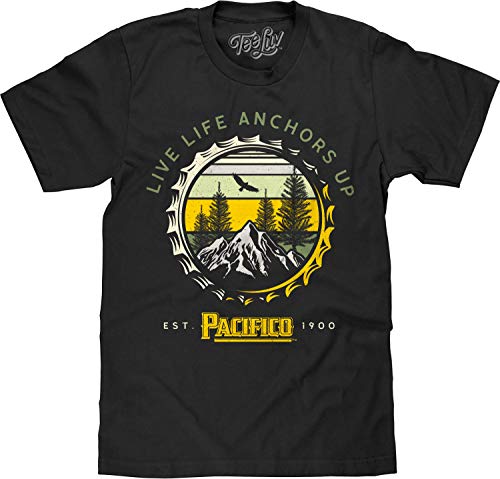 Tee Luv Pacifico Beer Shirt - Live Life Anchors Up Nature Graphic T-Shirt (Black) (M) - The Beer Connoisseur® Store
