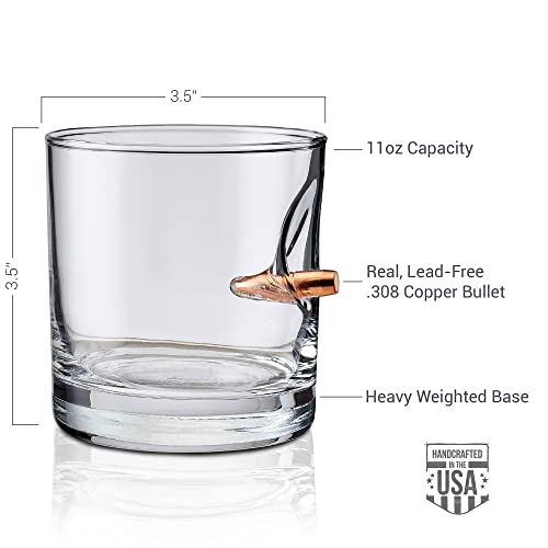The Original BenShot Bullet Rocks Glass with Real .308 Bullet - 11oz | Made in the USA - The Beer Connoisseur® Store