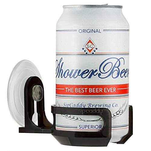 The Original SipCaddy Shower Beer & Bath Wine Holder | Portable Cupholder | Shower Caddy | Drink Holder for Beer & Wine | American-Made Suction Cup | The Best | Black - The Beer Connoisseur® Store