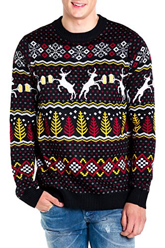 Tipsy Elves Men's Black Deer with Beer Ugly Christmas Sweater Size XXL - The Beer Connoisseur® Store