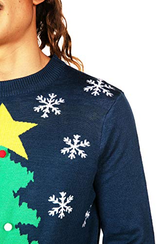 Tipsy Elves' Men's Christmas Tree with Beer Holsters Pullover - Funny Blue Ugly Christmas Sweater Size XX-Large - The Beer Connoisseur® Store