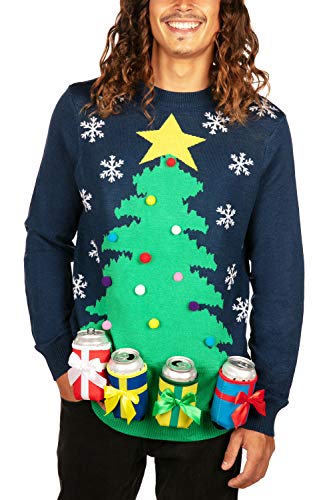 Tipsy Elves' Men's Christmas Tree with Beer Holsters Pullover - Funny Blue Ugly Christmas Sweater Size XX-Large - The Beer Connoisseur® Store