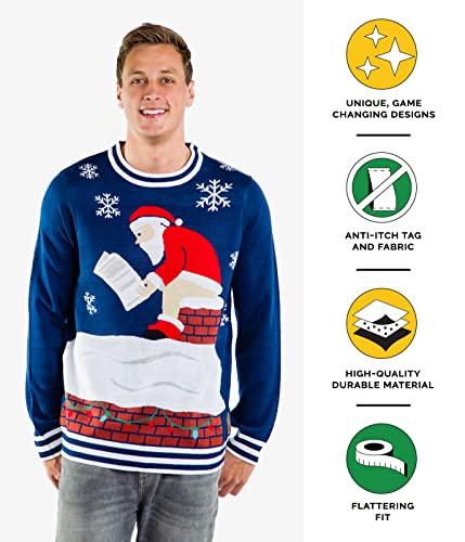 Tipsy Elves Men's Natural Light Ugly Christmas Sweater - Natty Light Xmas Sweater: Large Blue - The Beer Connoisseur® Store