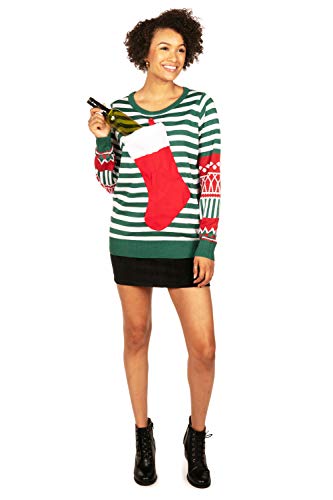 Tipsy Elves Tacky Ugly Christmas Sweater for Women with Attached Stocking from Size: Small - The Beer Connoisseur® Store