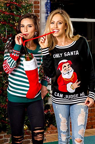 Tipsy Elves Tacky Ugly Christmas Sweater for Women with Attached Stocking from Size: Small - The Beer Connoisseur® Store