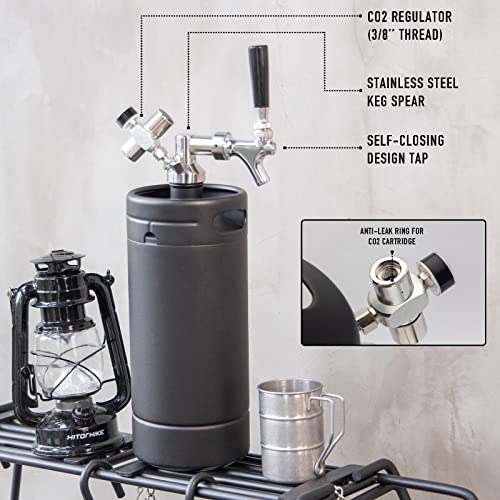 TMCRAFT 128oz Growler Tap System, Pressurized Stainless Steel Mini Keg with Cooler Jacket, Portable Home Dispenser System to Keep Fresh and Carbonation for Draft, Homebrew and Craft Beer (Matte Black) - The Beer Connoisseur® Store