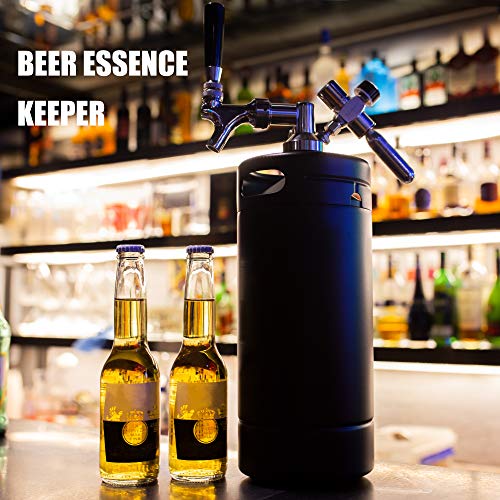 TMCRAFT 128oz Growler Tap System, Pressurized Stainless Steel Mini Keg with Cooler Jacket, Portable Home Dispenser System to Keep Fresh and Carbonation for Draft, Homebrew and Craft Beer (Matte Black) - The Beer Connoisseur® Store