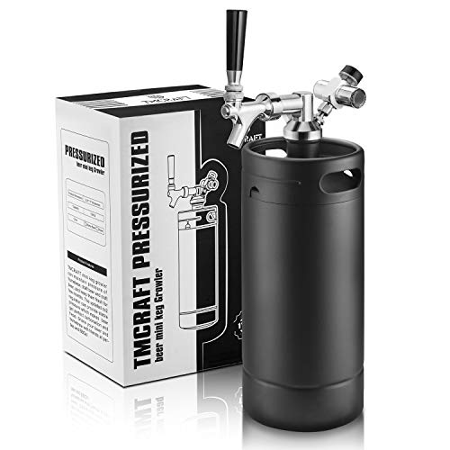 TMCRAFT 128oz Growler Tap System, Pressurized Stainless Steel Mini Keg with Cooler Jacket, Portable Home Dispenser System to Keep Fresh and Carbonation for Draft, Homebrew and Craft Beer (Matte Black) - The Beer Connoisseur® Store