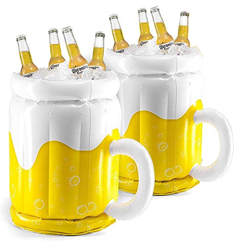 Top Race 18" Large Inflatable Beer Mug Cooler, Pool Float Drink Cooler for Adults Parties, 2in1 Drink Floatie and Party Supplies for Adults (2 Pack) Great Toy for Beach, Pool and Jacuzzi - The Beer Connoisseur® Store