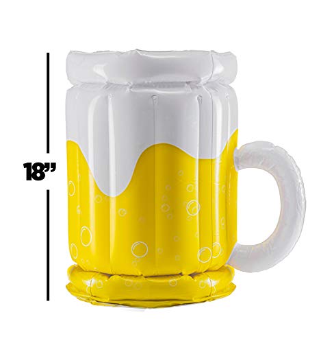 Top Race 18" Large Inflatable Beer Mug Cooler, Pool Float Drink Cooler for Adults Parties, 2in1 Drink Floatie and Party Supplies for Adults (2 Pack) Great Toy for Beach, Pool and Jacuzzi - The Beer Connoisseur® Store