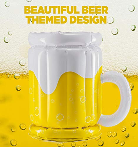 Top Race 18" Large Inflatable Beer Mug Cooler, Pool Float Drink Cooler for Adults Parties, 2in1 Drink Floatie and Party Supplies for Adults (2 Pack) Great Toy for Beach, Pool and Jacuzzi - The Beer Connoisseur® Store